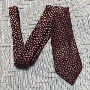 Paul Stuart maroon and gold geometric print Italian silk tie